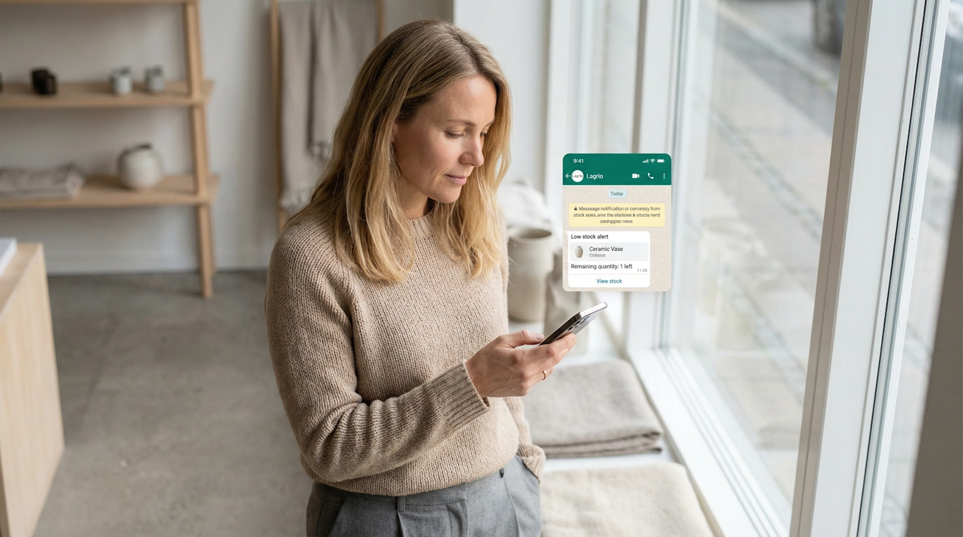 WhatsApp low stock alert